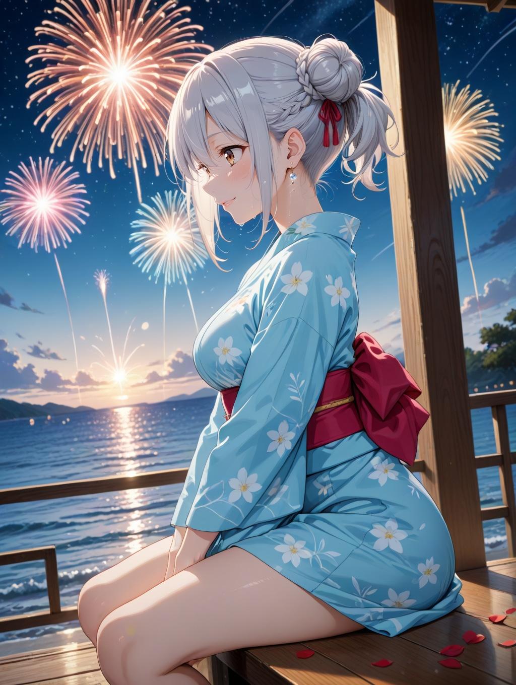 花火と彼女の横顔 | の人気AIイラスト・グラビア