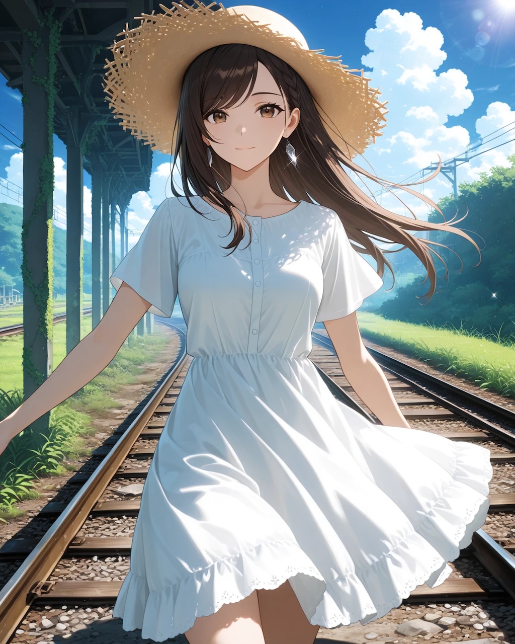 夏風に揺れるワンピ