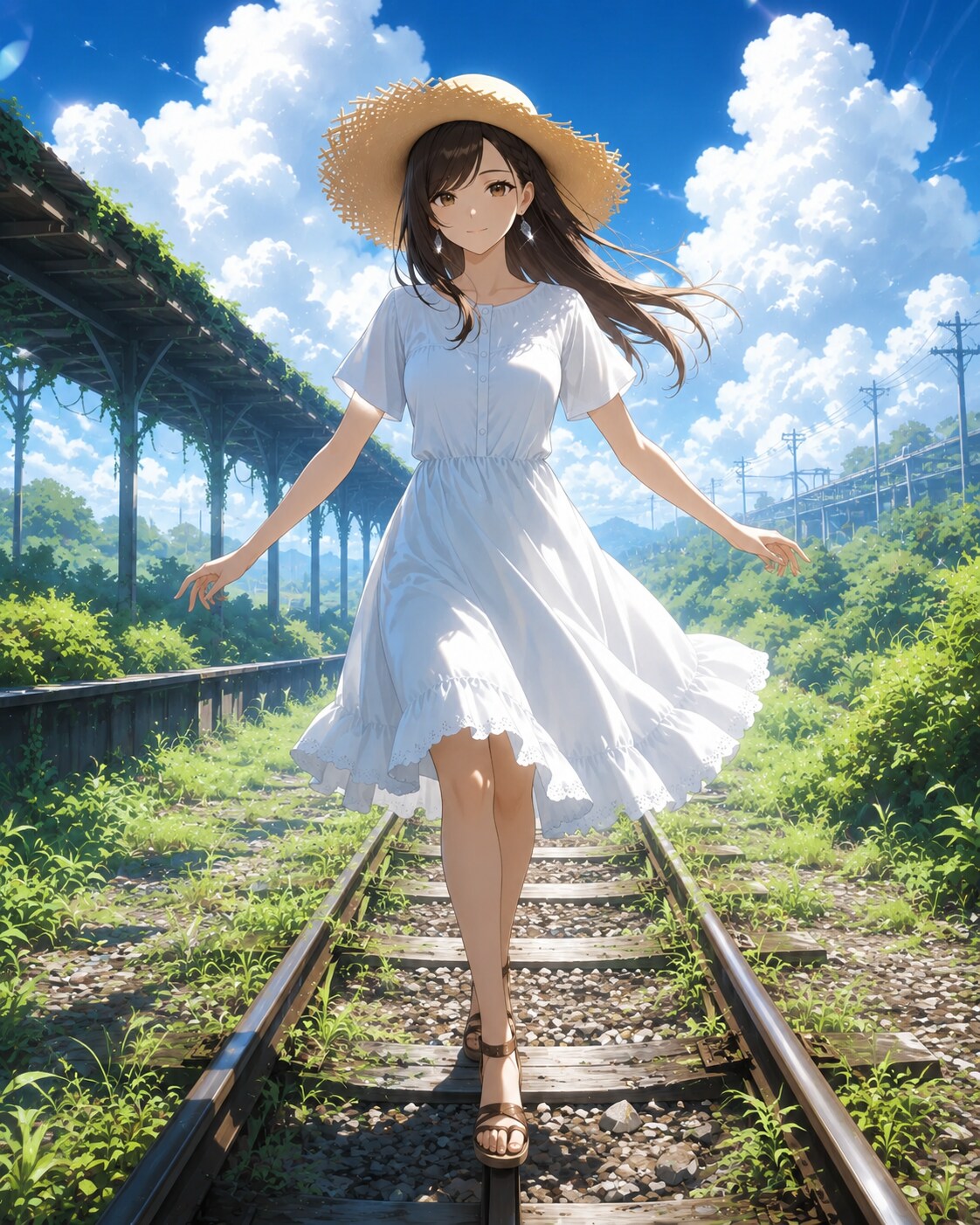 夏風に揺れるワンピ