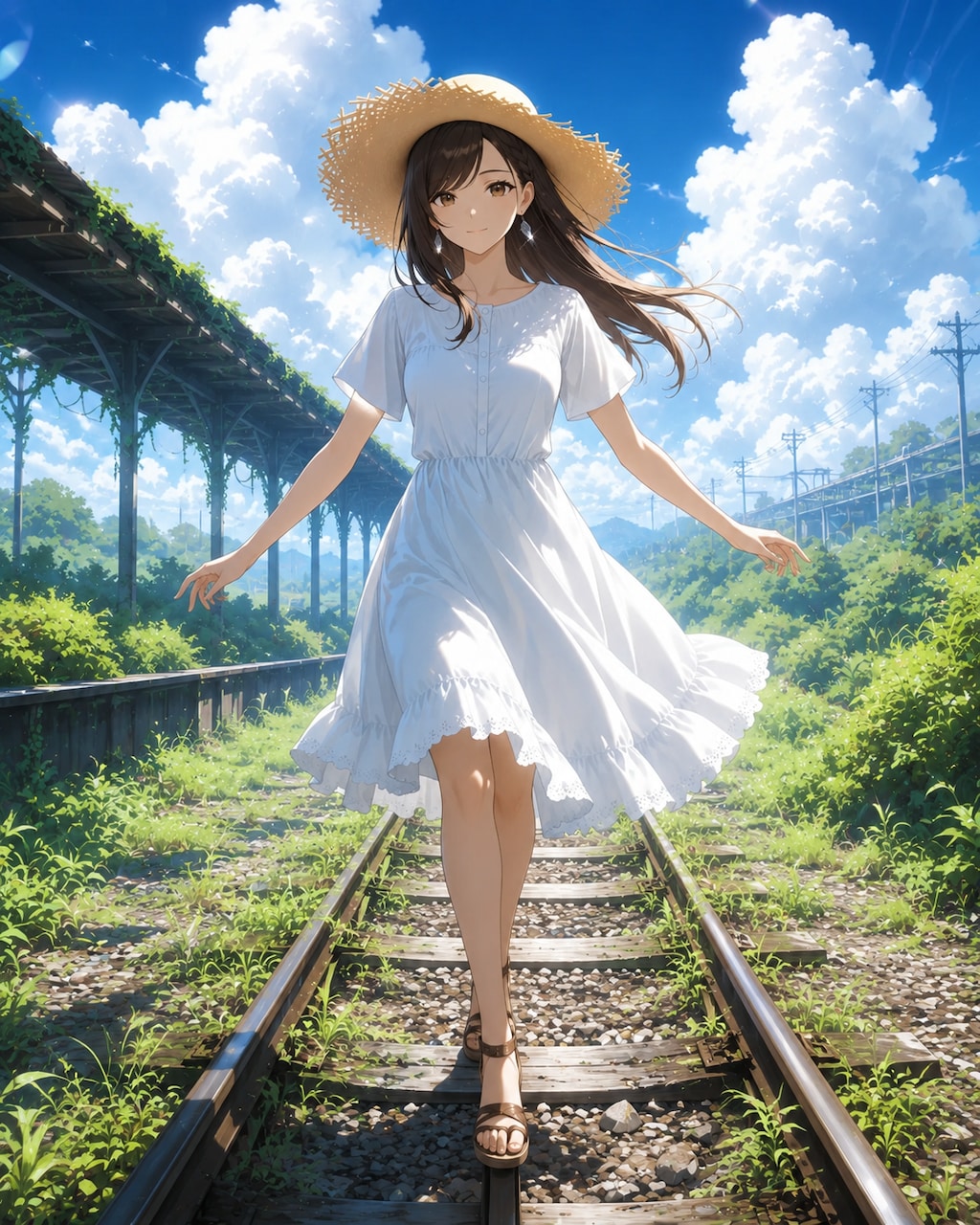 夏風に揺れるワンピ