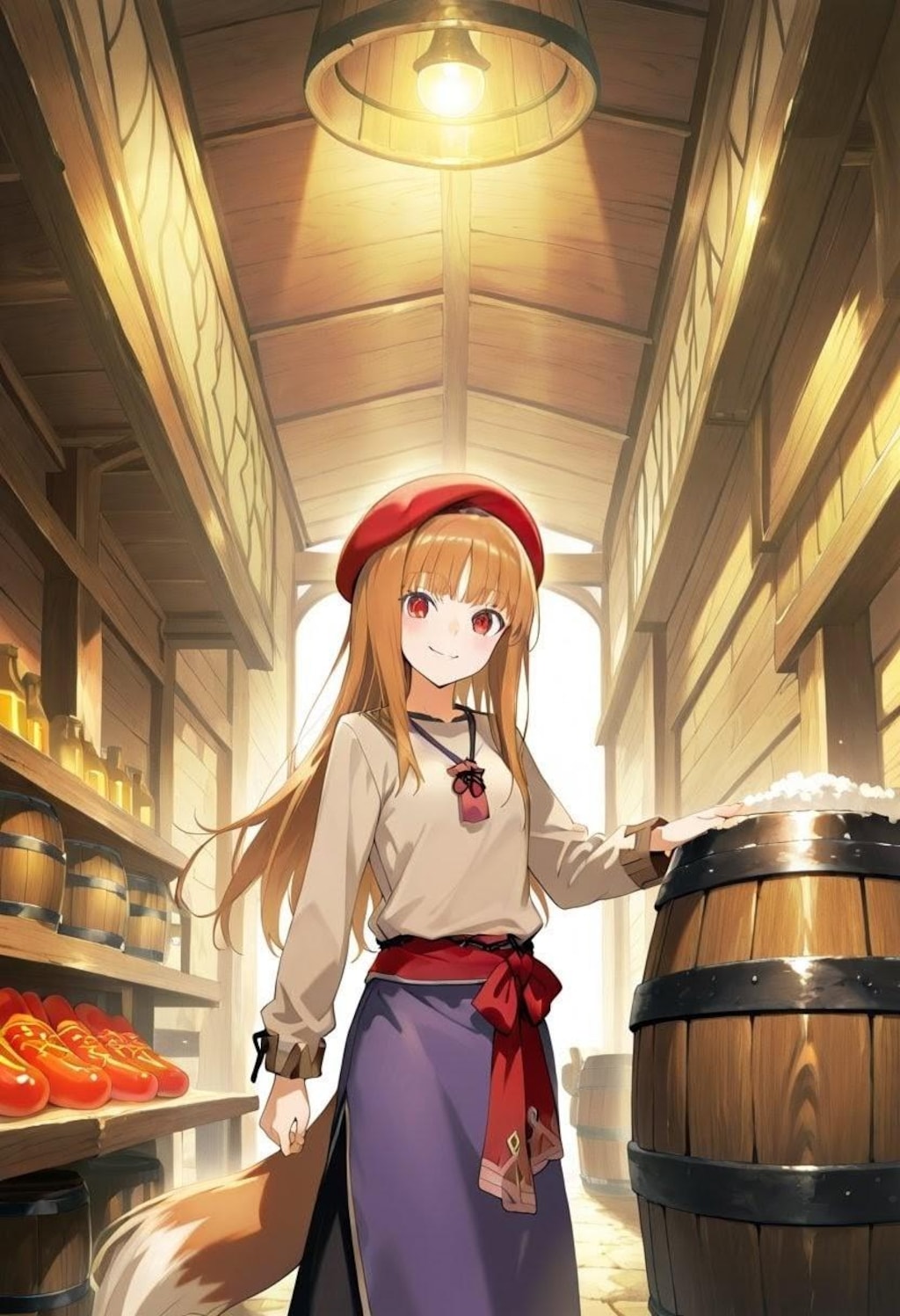 ビール好きな狼娘