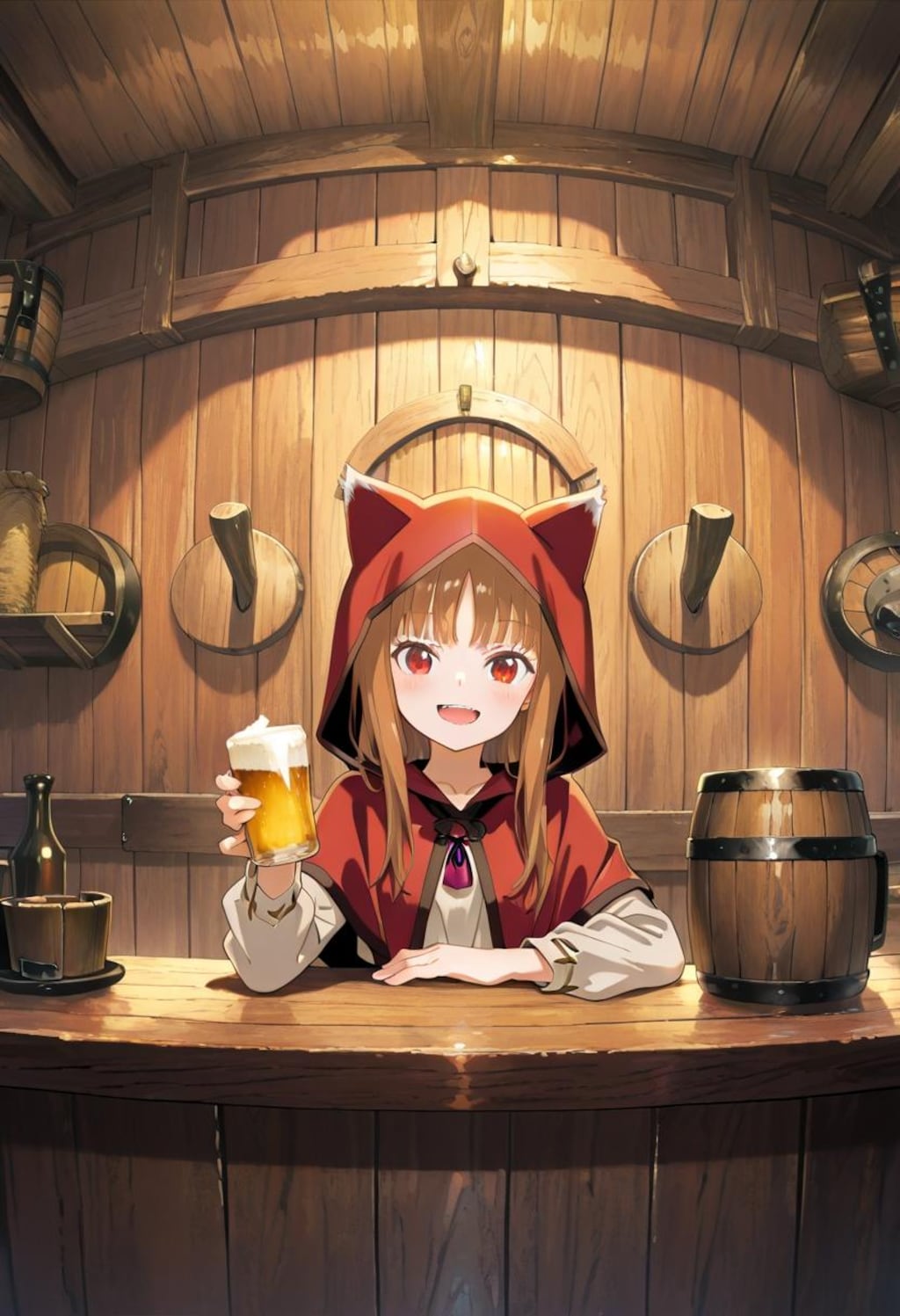 ビール好きな狼娘