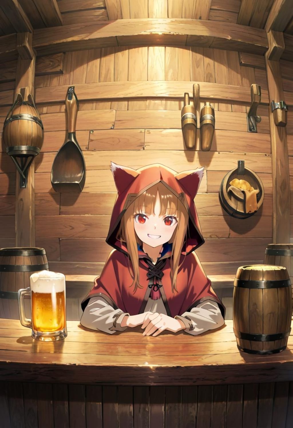 ビール好きな狼娘