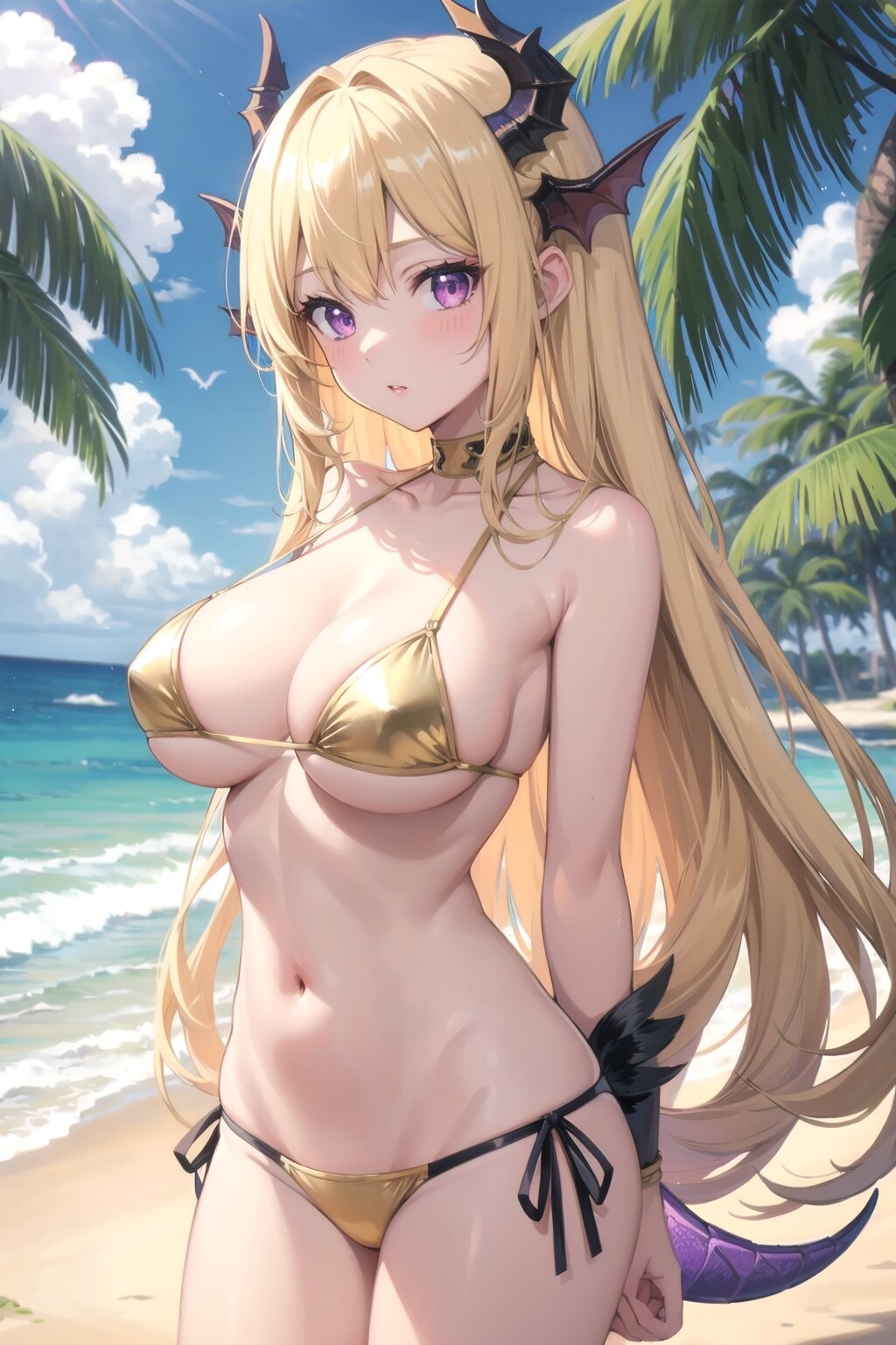 金髪 角 金ビキニ