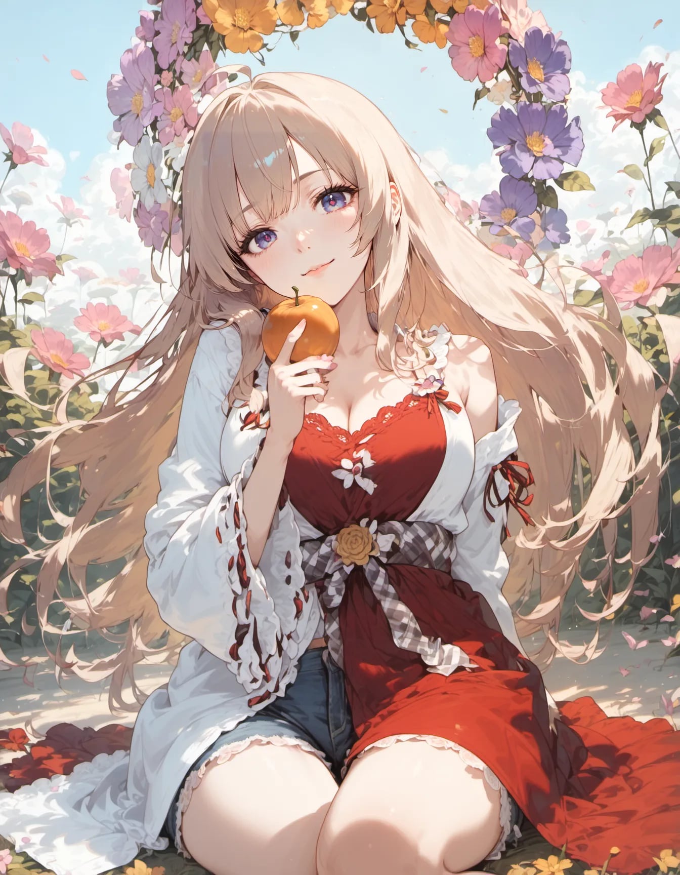 Maiden with the Apple and Flower Wreath | の人気AIイラスト・グラビア