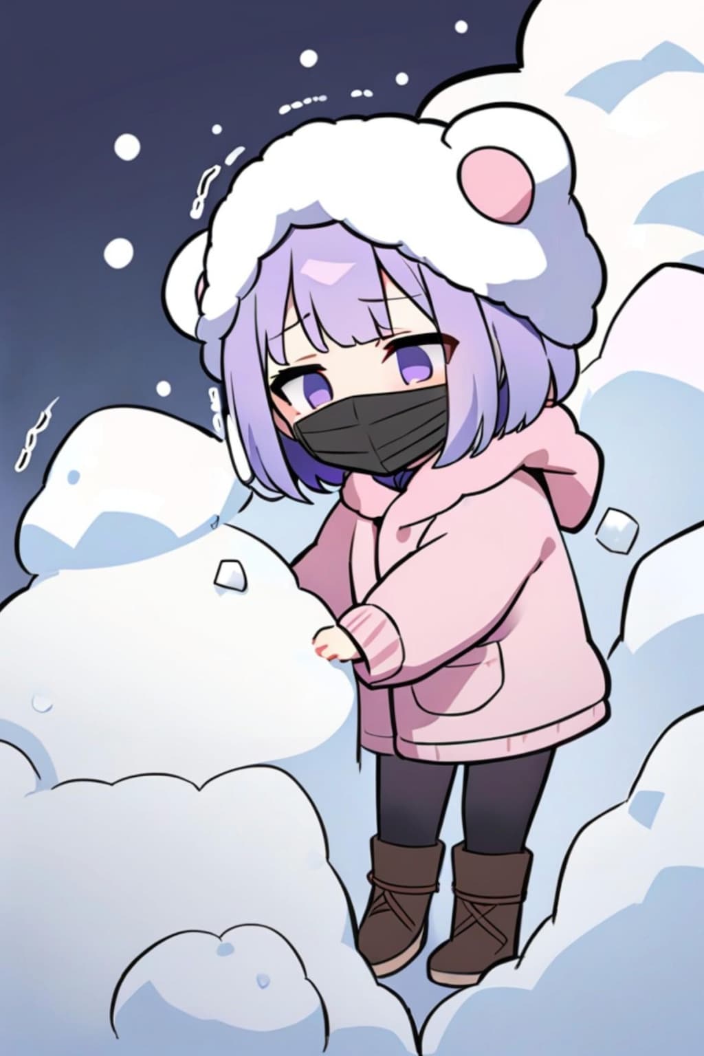 冬の紫髪ちゃん