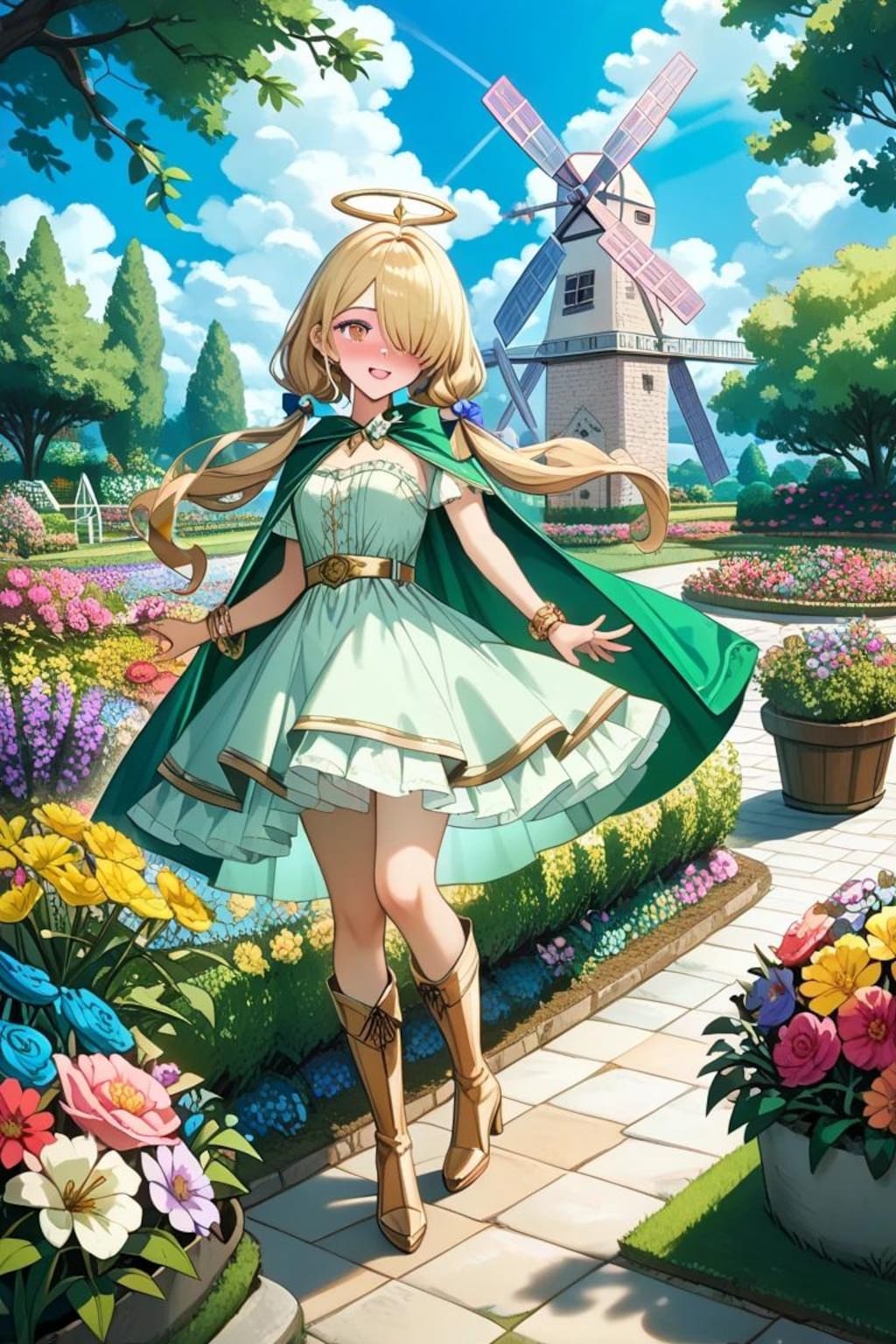 緑のドレスのちっぱい天使