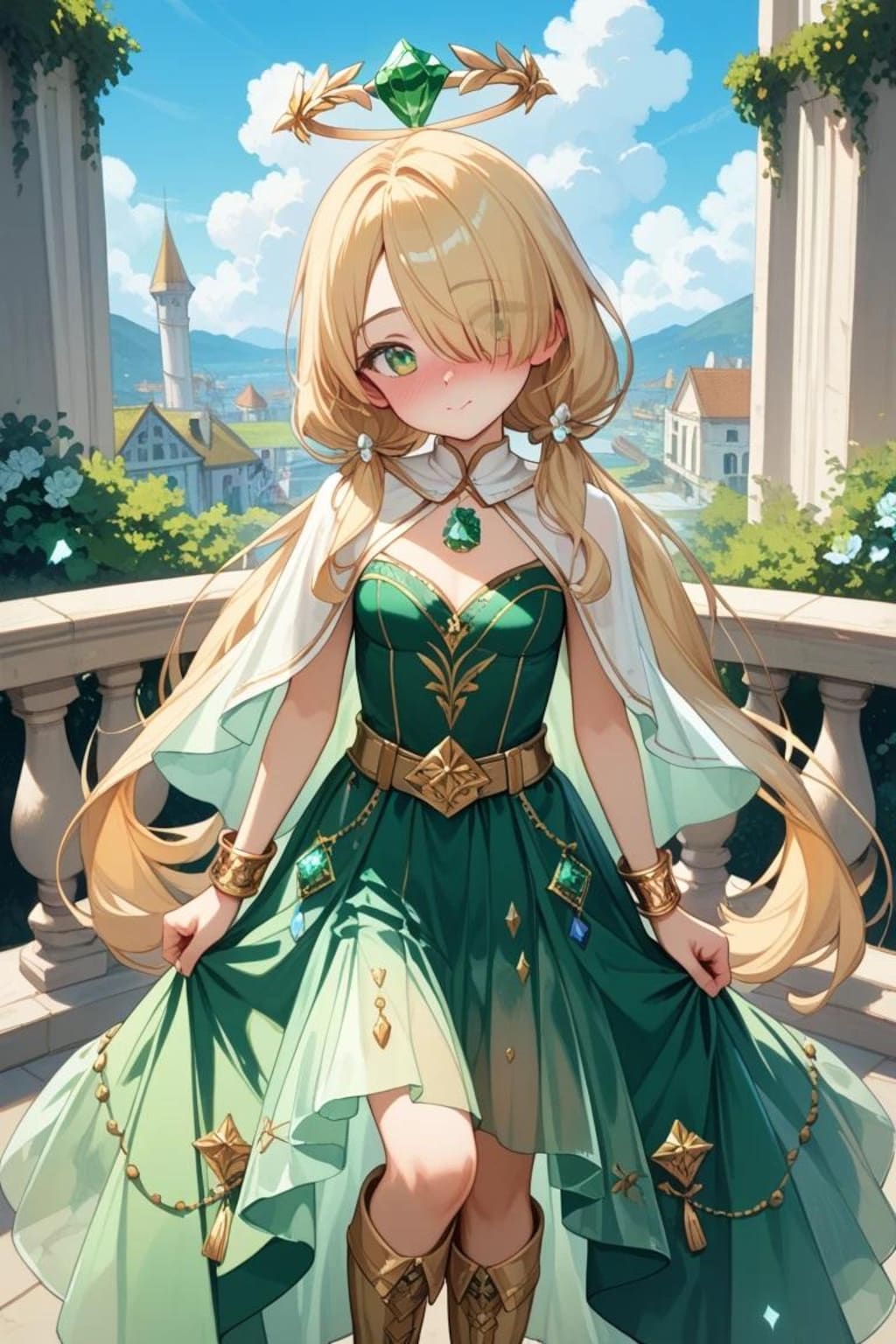 緑のドレスのちっぱい天使