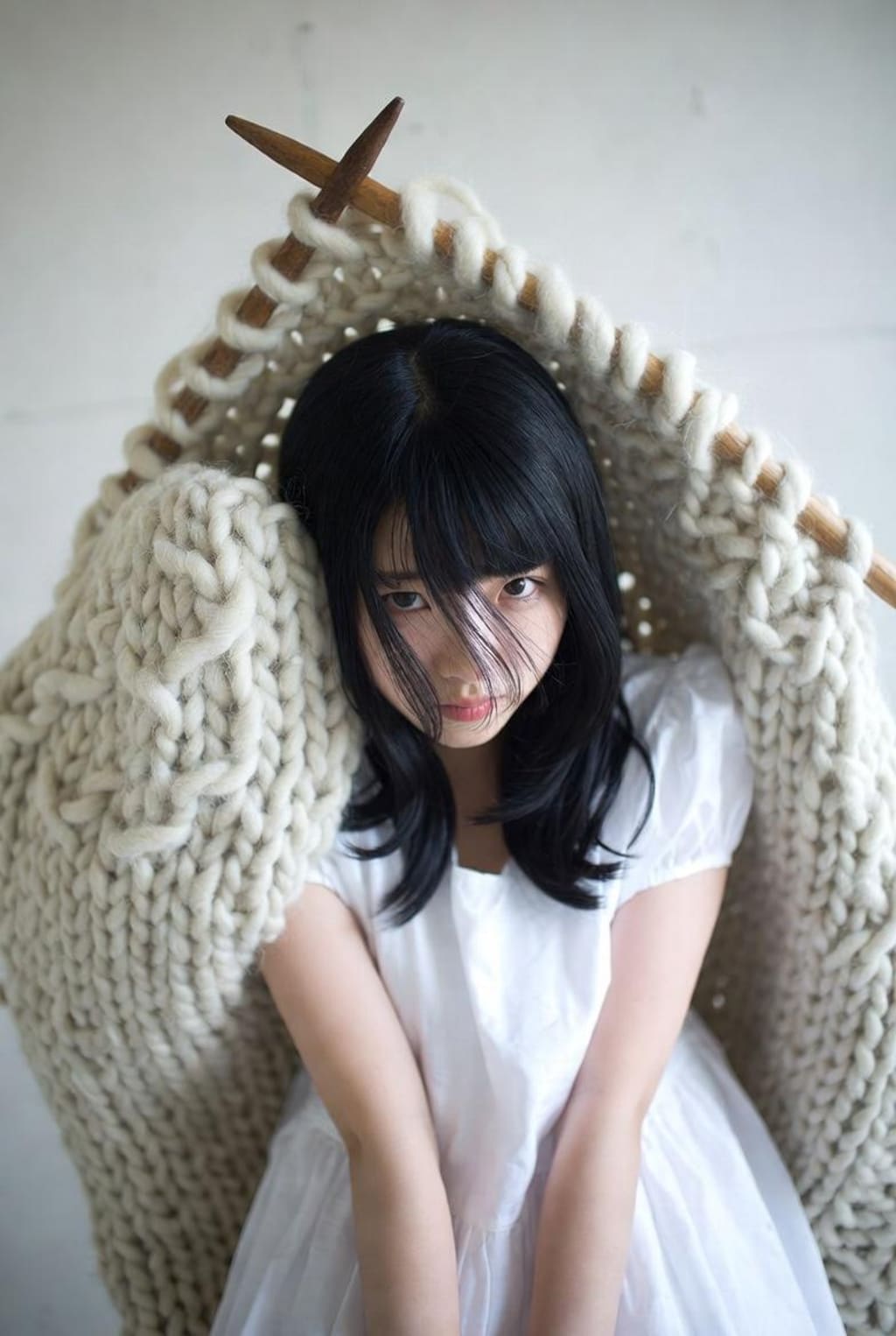 手編みの手袋とポラ子