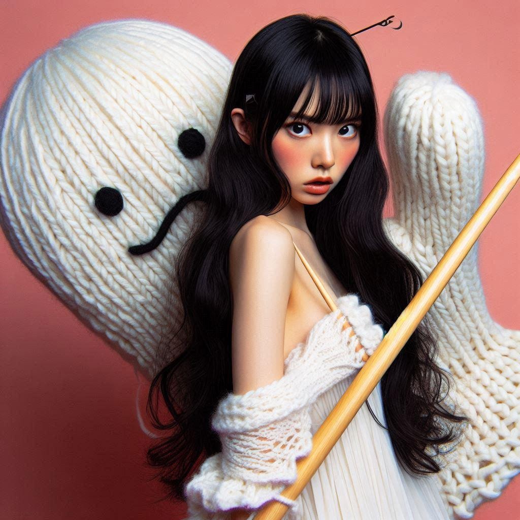 手編みの手袋とポラ子