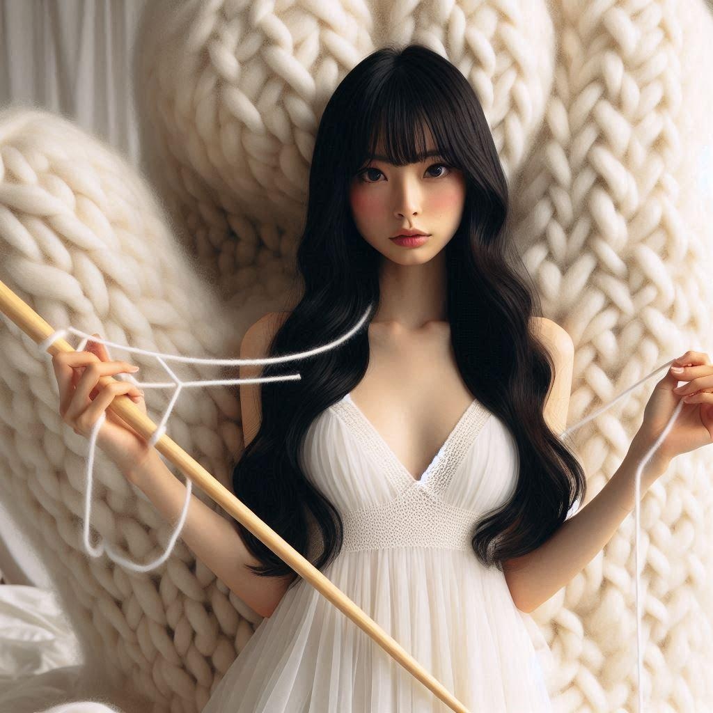 手編みの手袋とポラ子