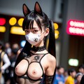 マスク＋メッシュタイツ＋ネコミミ＋貧乳② 3枚目