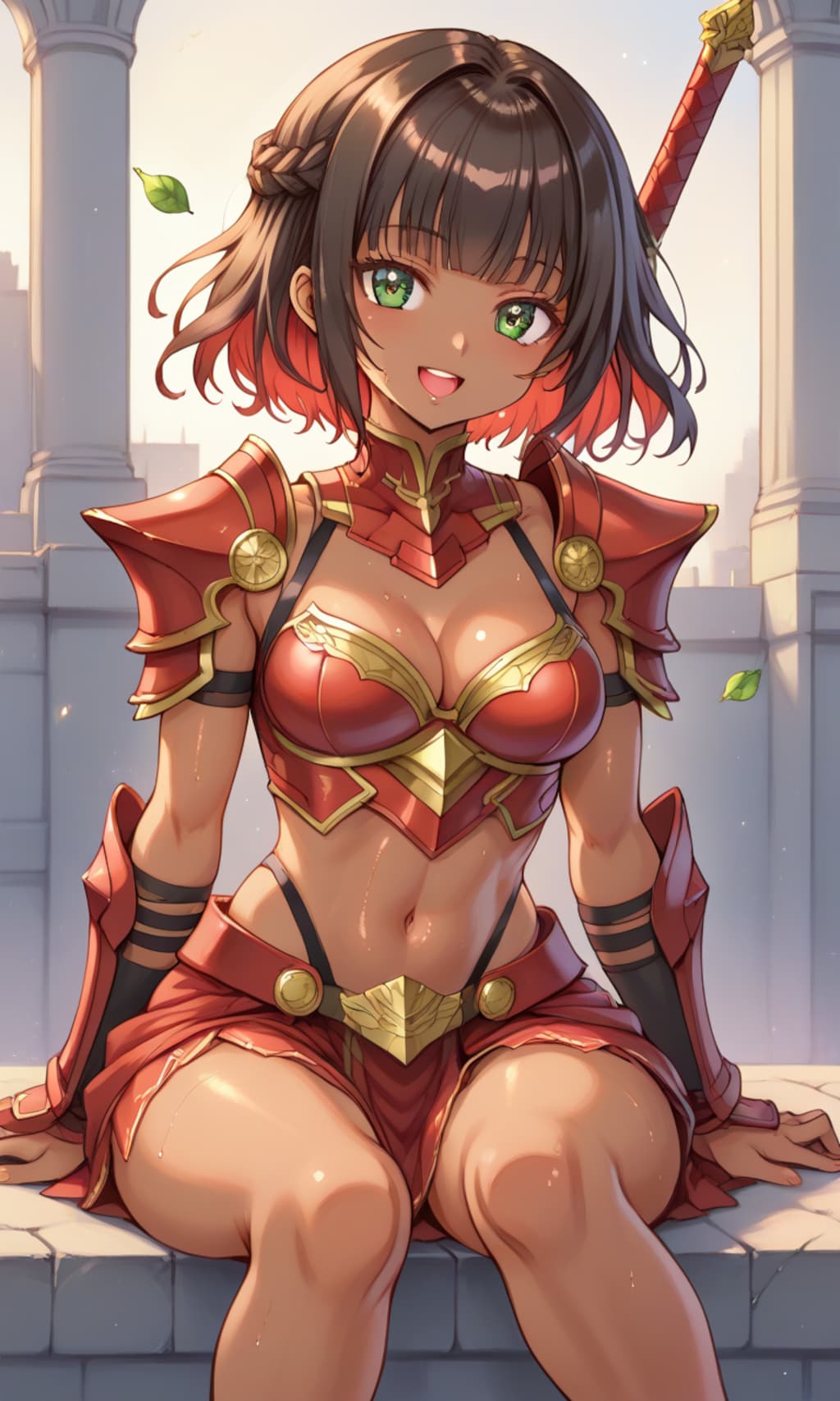 赤と緑の女戦士姉妹