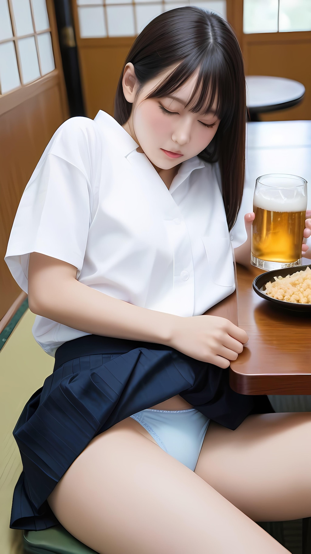 お酒に弱い同僚が飲み会でパンチラ状態で寝てしまった件