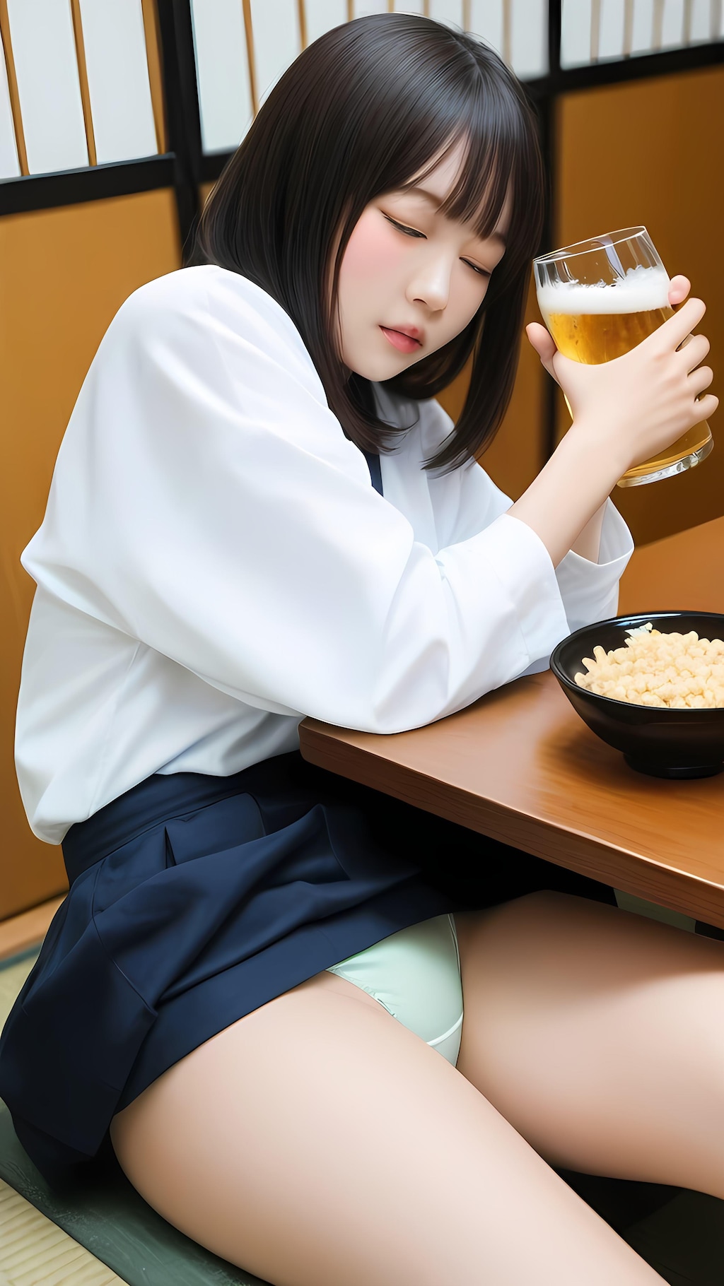 お酒に弱い同僚が飲み会でパンチラ状態で寝てしまった件