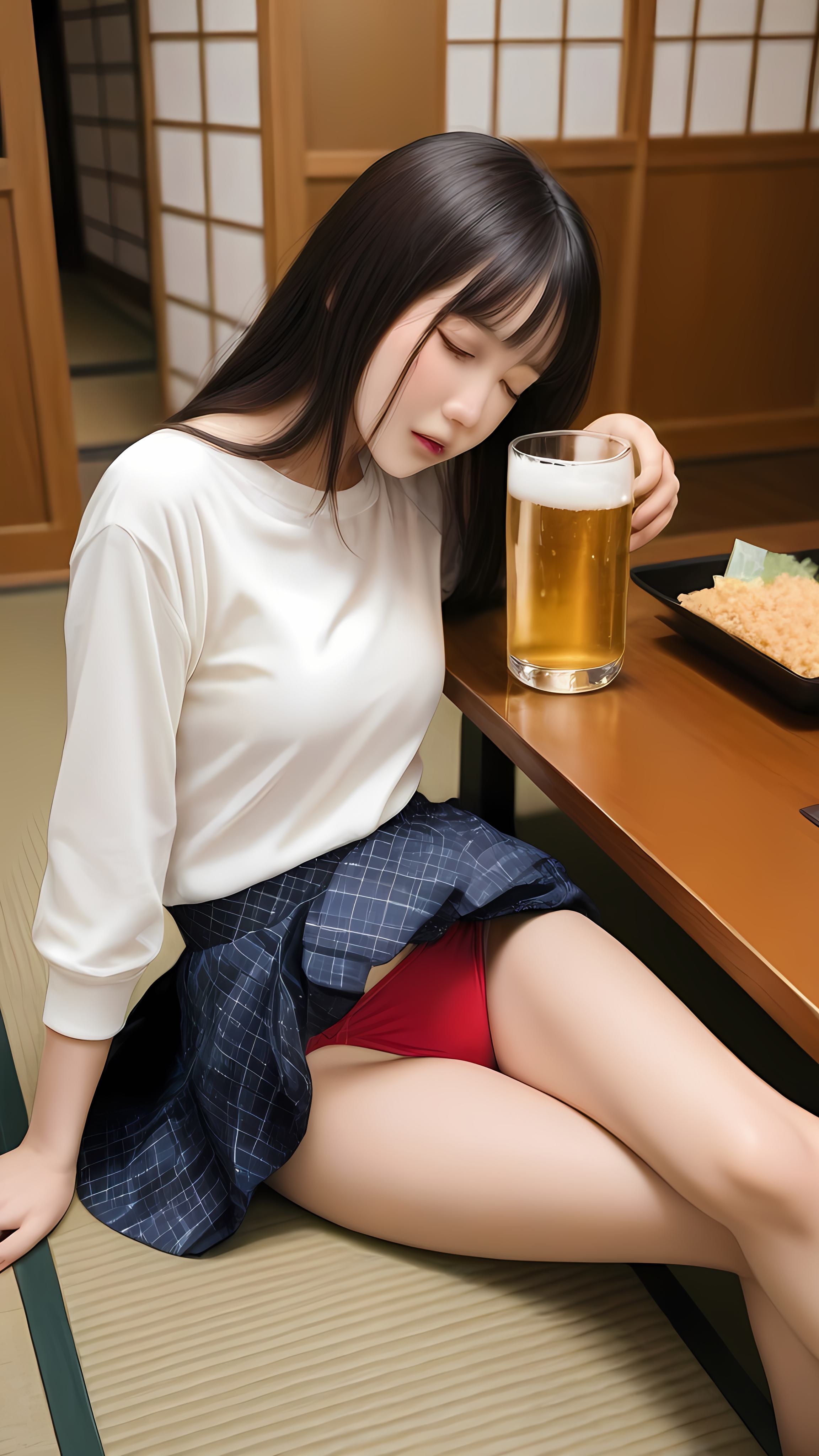 お酒に弱い同僚が飲み会でパンチラ状態で寝てしまった件