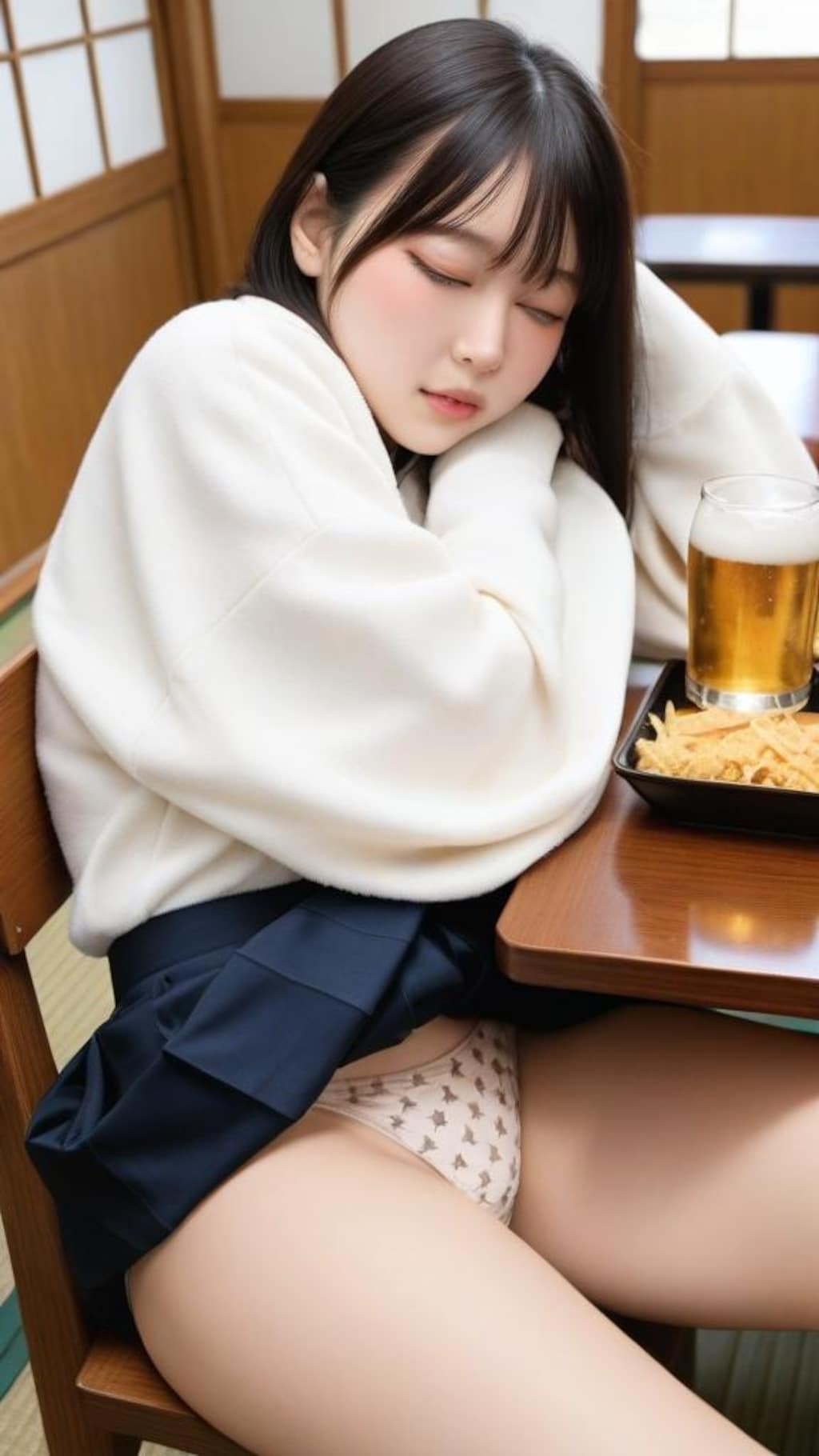 お酒に弱い同僚が飲み会でパンチラ状態で寝てしまった件