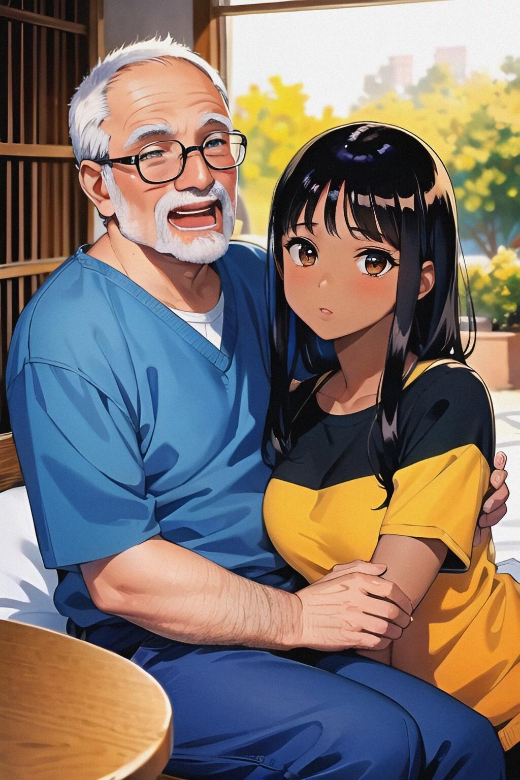 孫とおじいちゃん(ृ ु ´灬`)ु