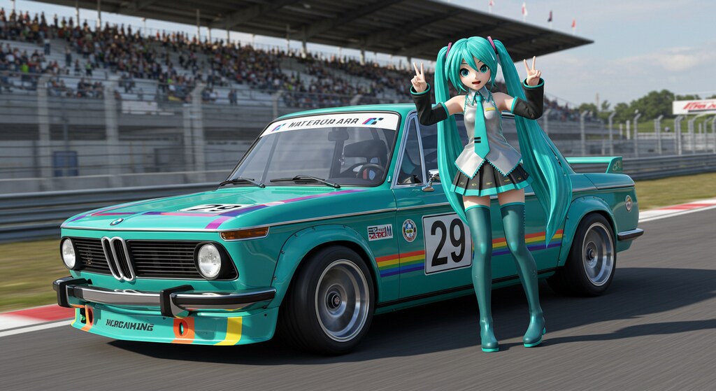 BMW 2002レーシングカーと初音ミク