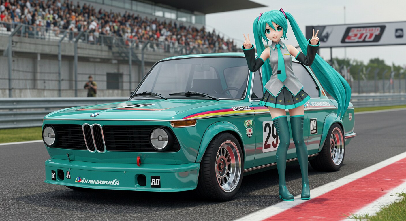 BMW 2002レーシングカーと初音ミク | の人気AIイラスト・グラビア