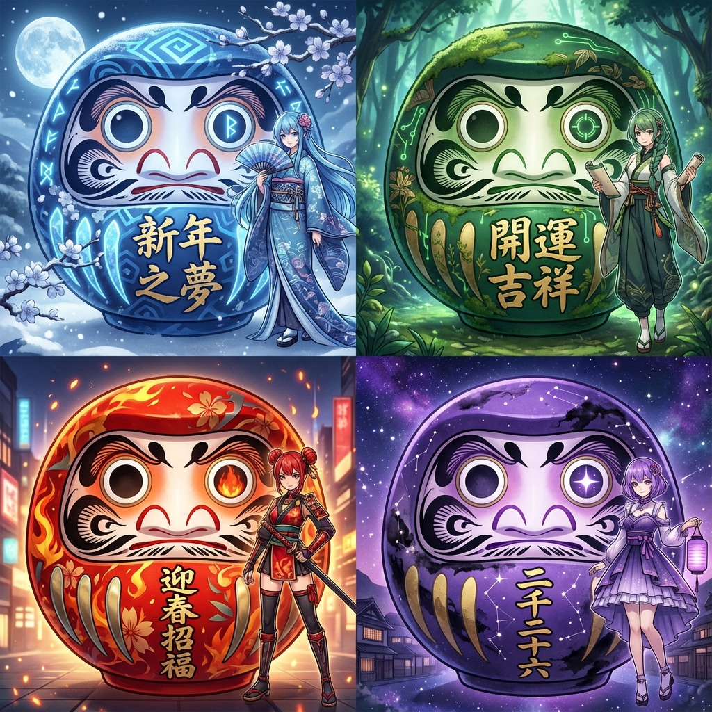 「未来を紡ぐ四色のだるま姫」