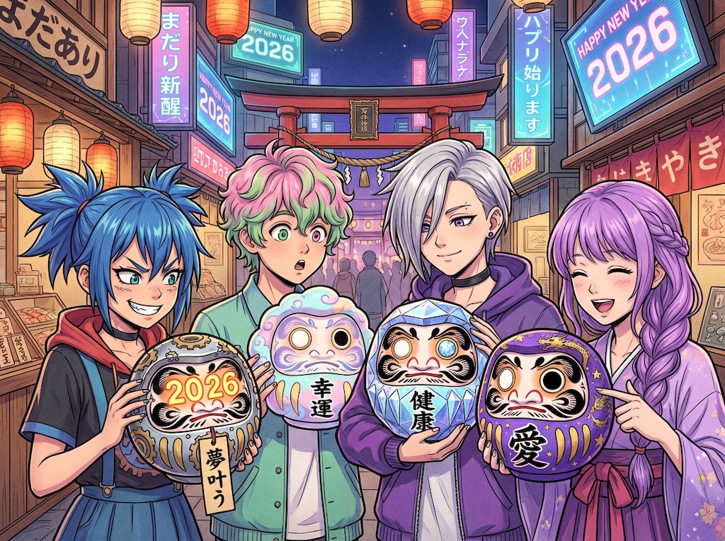 「未来を紡ぐ四色のだるま姫」