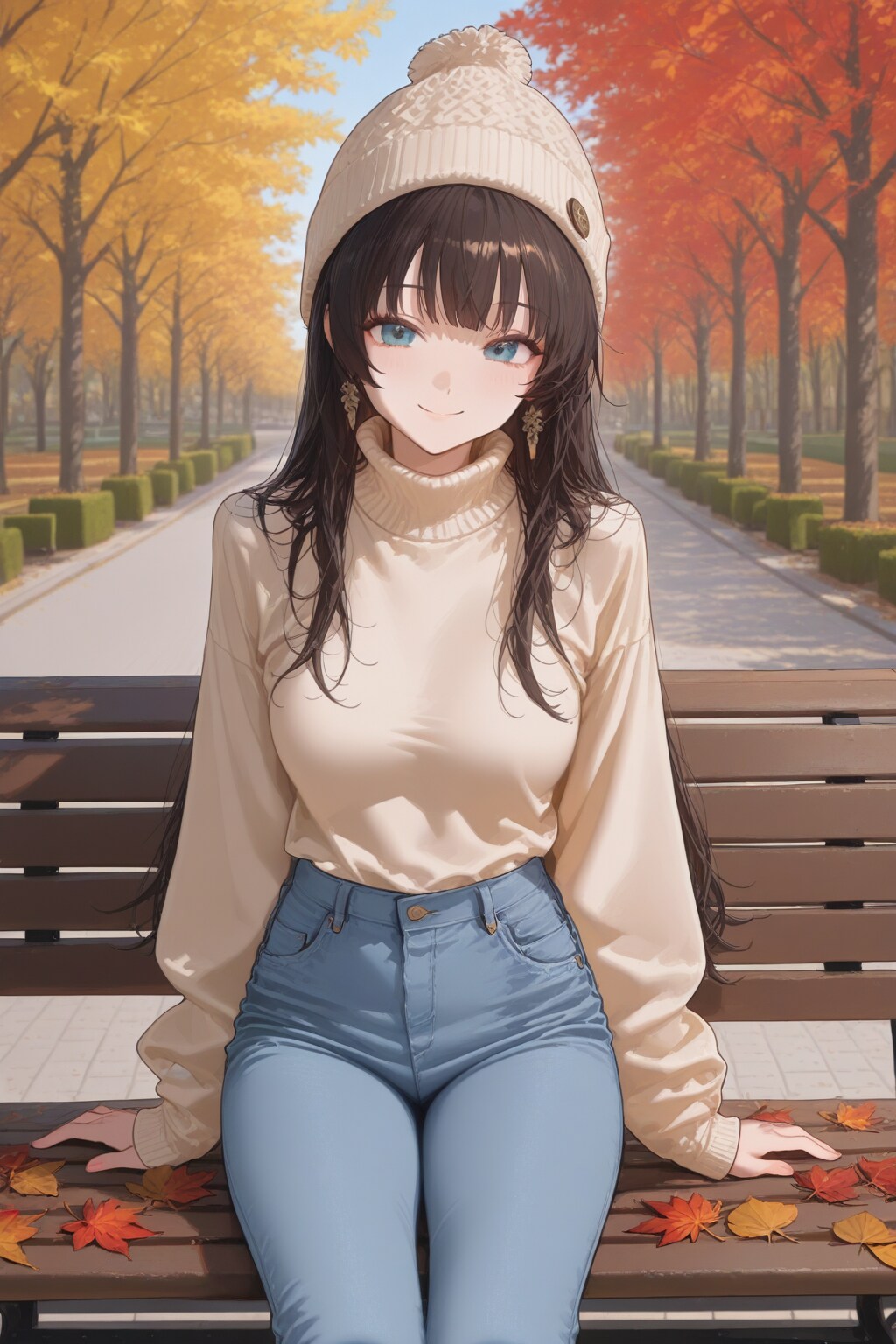 秋の公園の中で