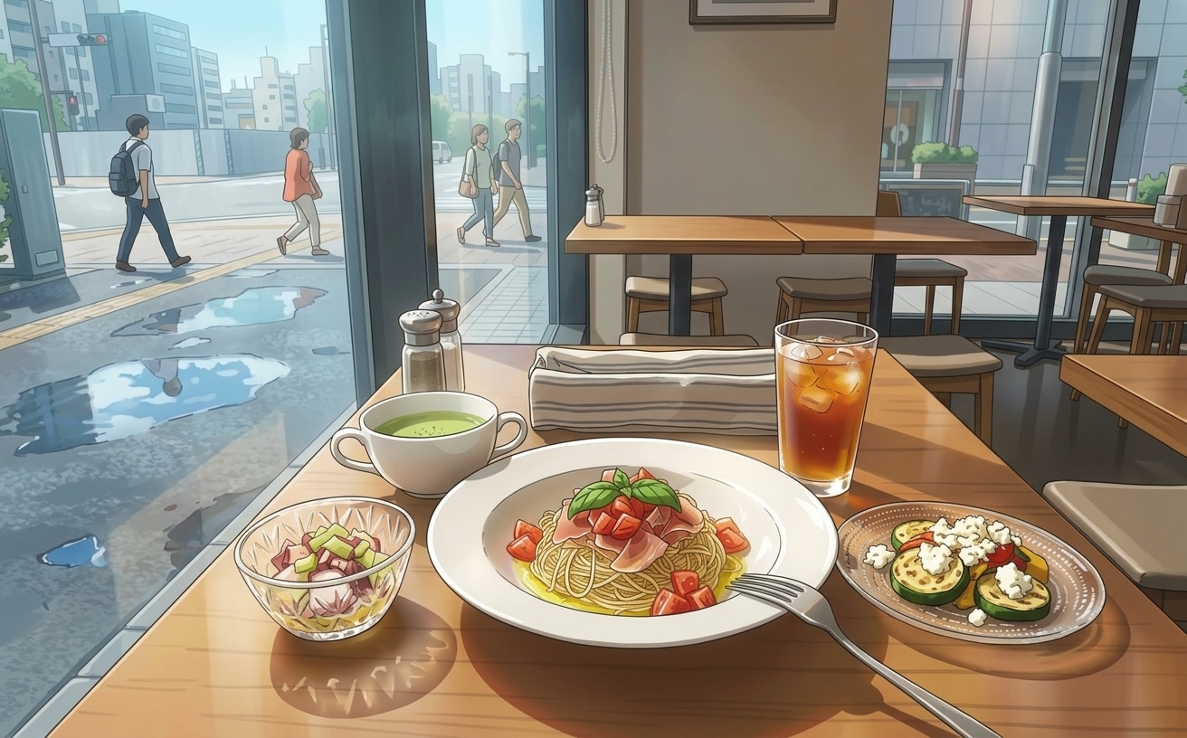 冷製カッペリーニのランチ | の人気AIイラスト・グラビア
