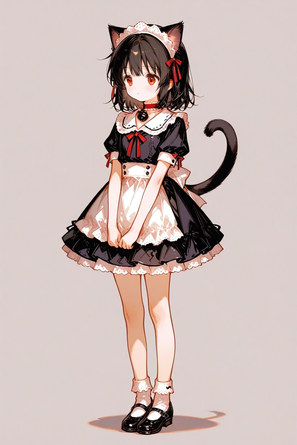 チョーカー付きネコ耳メイド | の人気AIイラスト・グラビア