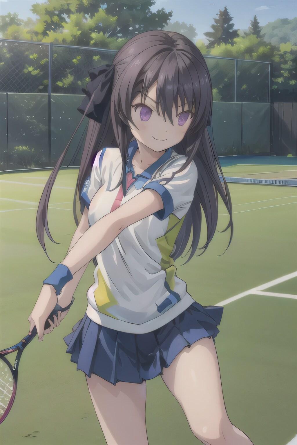 黒髪ロングでテニスウェアの少女１１