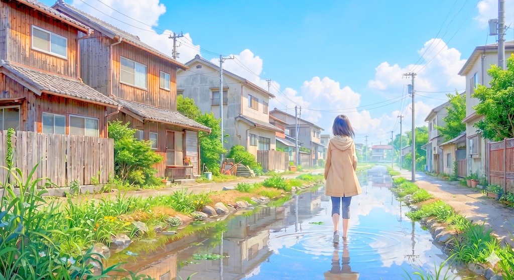 街と水たまり、少女268