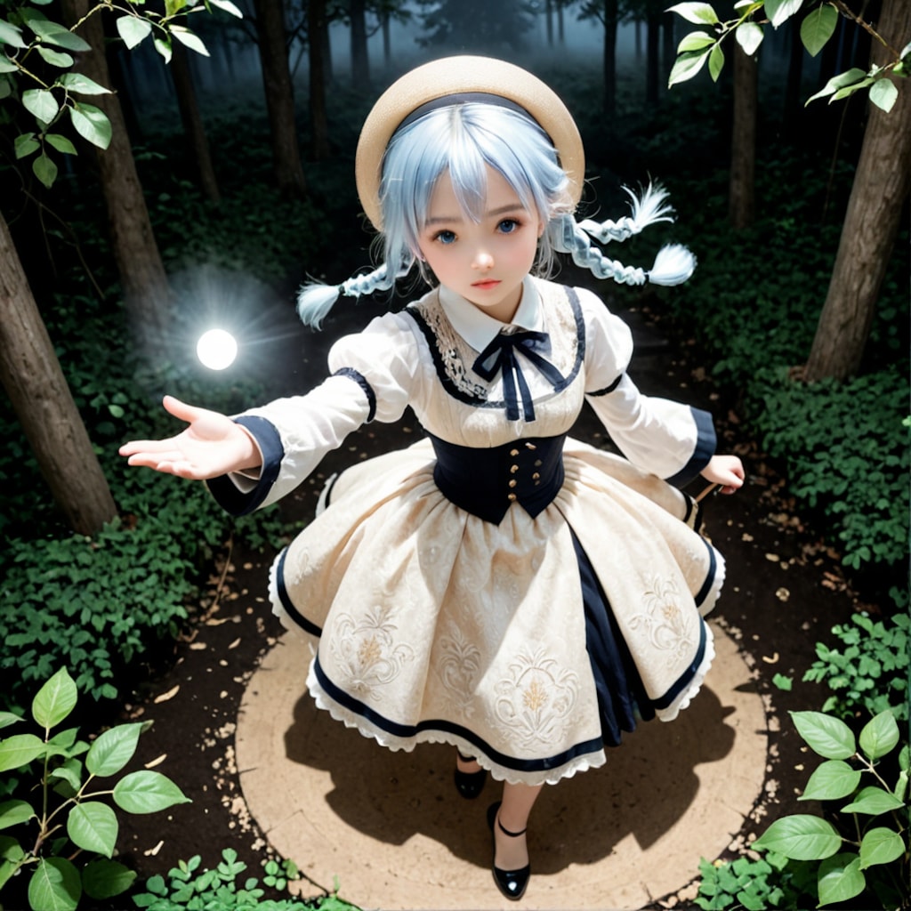 森を進む少女
