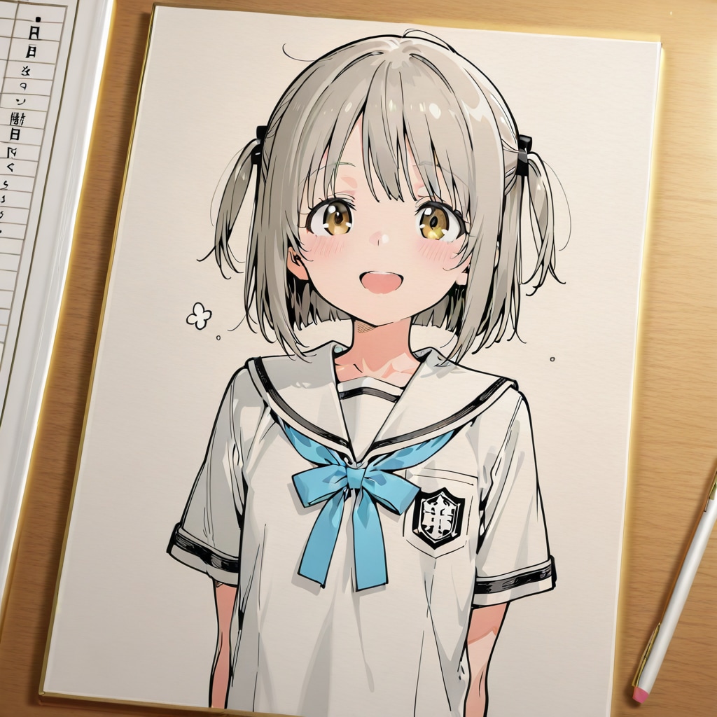 下書きの女の子