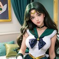 彼女にセーラー戦士のコスプレ（深緑の子） 4枚目