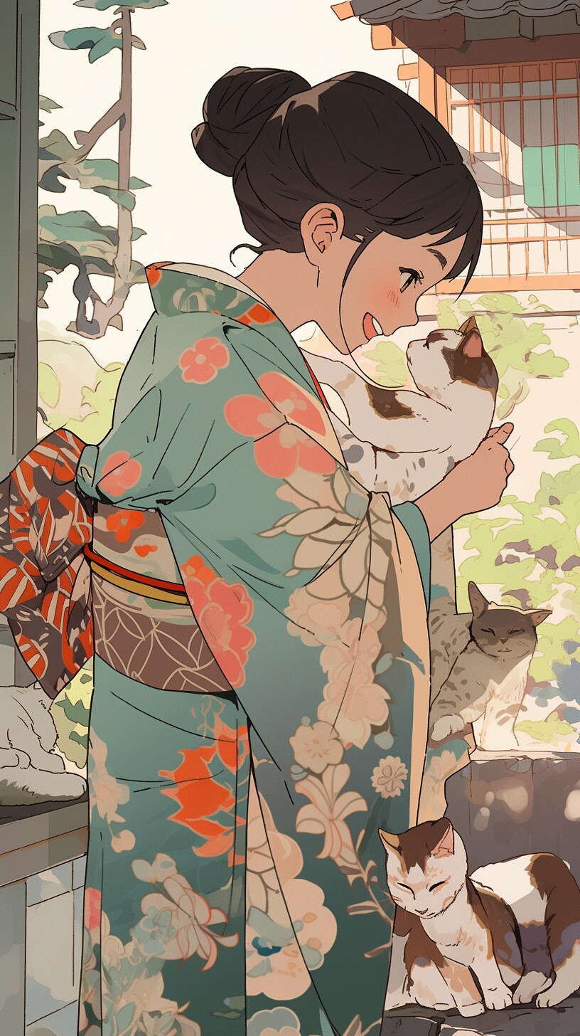 🐈猫と戯れる娘🐈😻✨