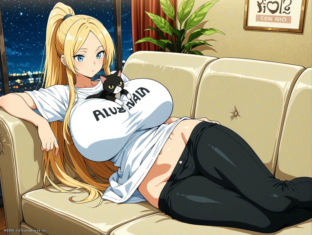 アシュリーちゃんの上に猫