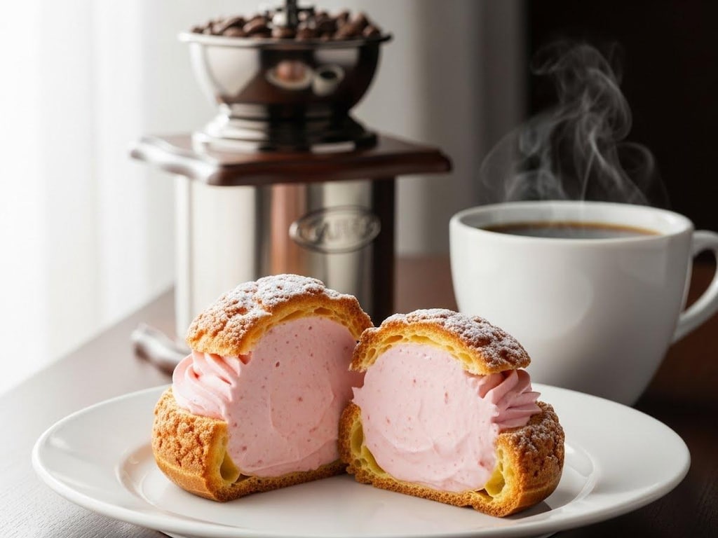 デザートの苺シュークリーム