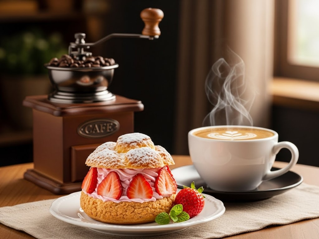 デザートの苺シュークリーム