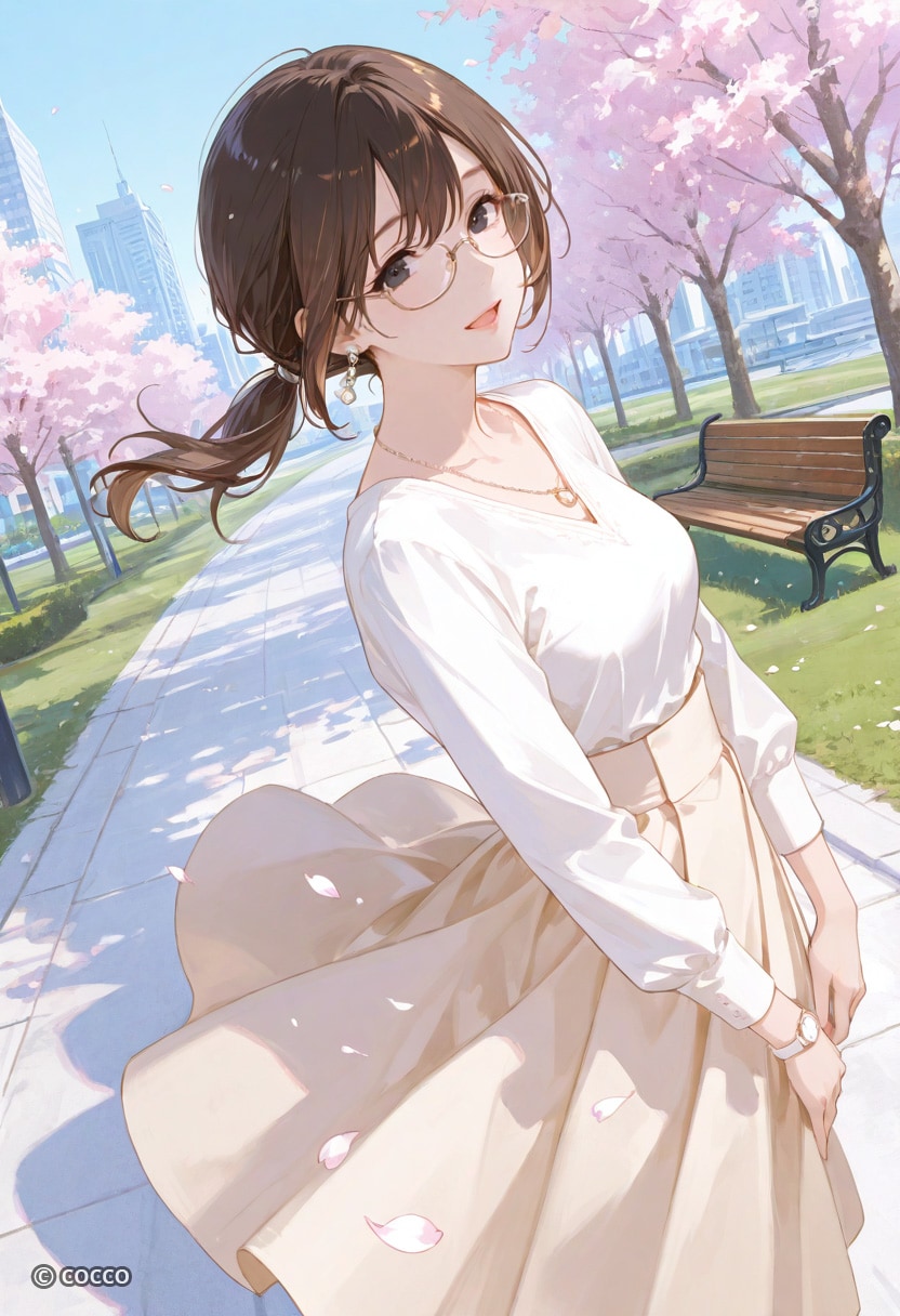 桜舞い散る中で | の人気AIイラスト・グラビア