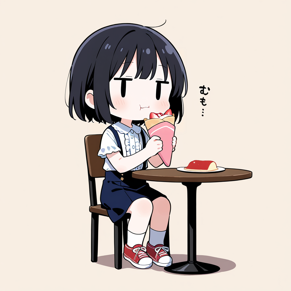 クレープを食べる