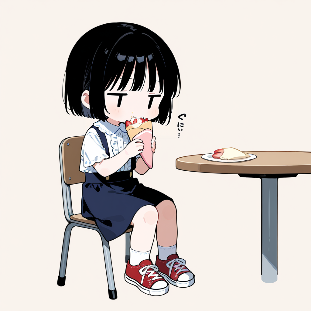 クレープを食べる