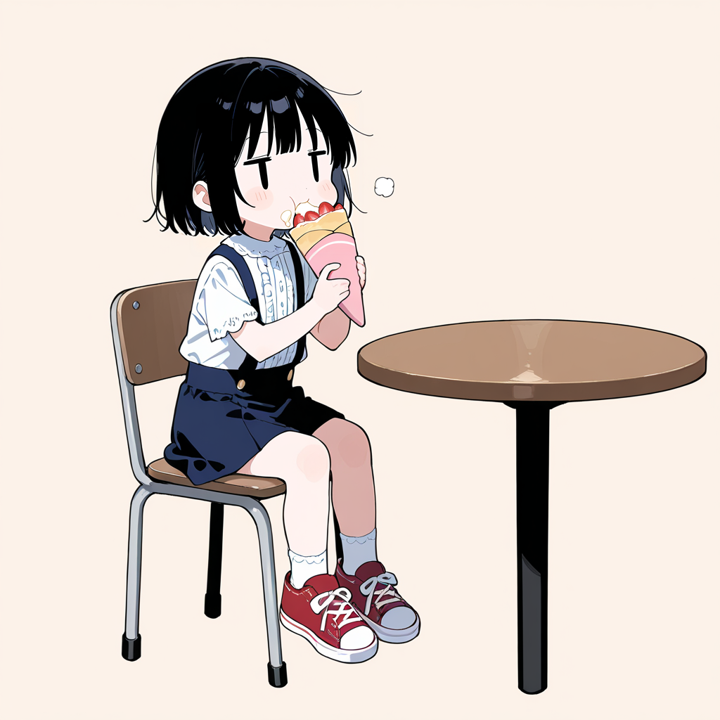 クレープを食べる