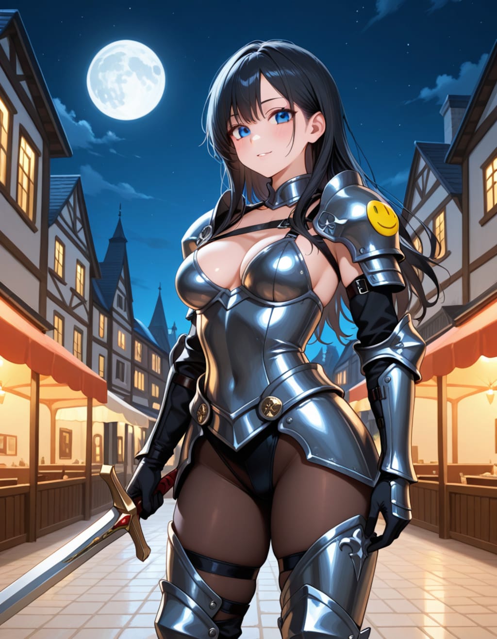 鎧姿の葵さんと地方の町