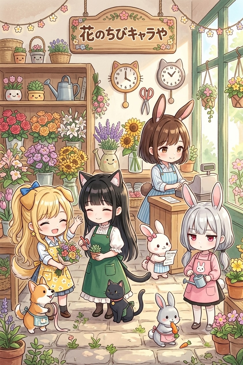 うちの子ケモミミお花屋さん
