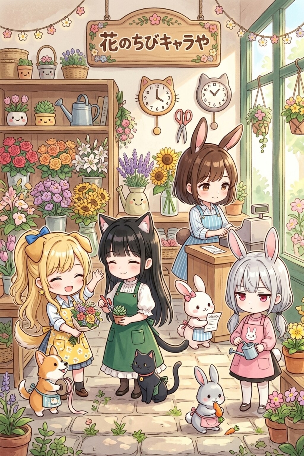うちの子ケモミミお花屋さん