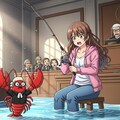 裁判中の裁判所内で釣り 2枚目