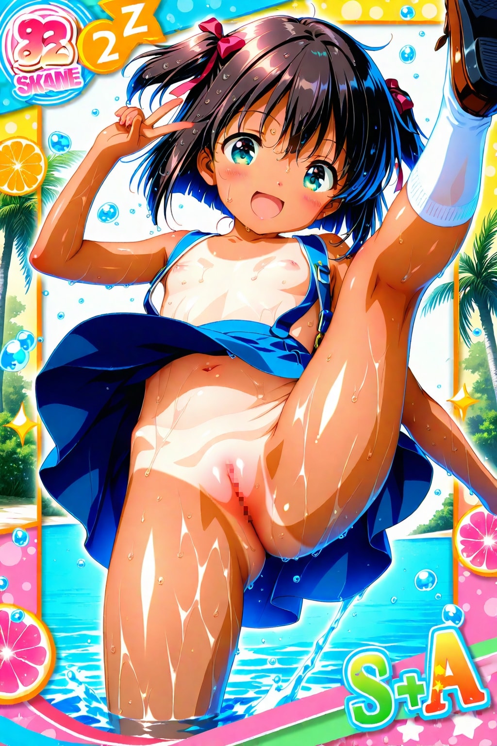 元気いっぱい日焼け女子小学生