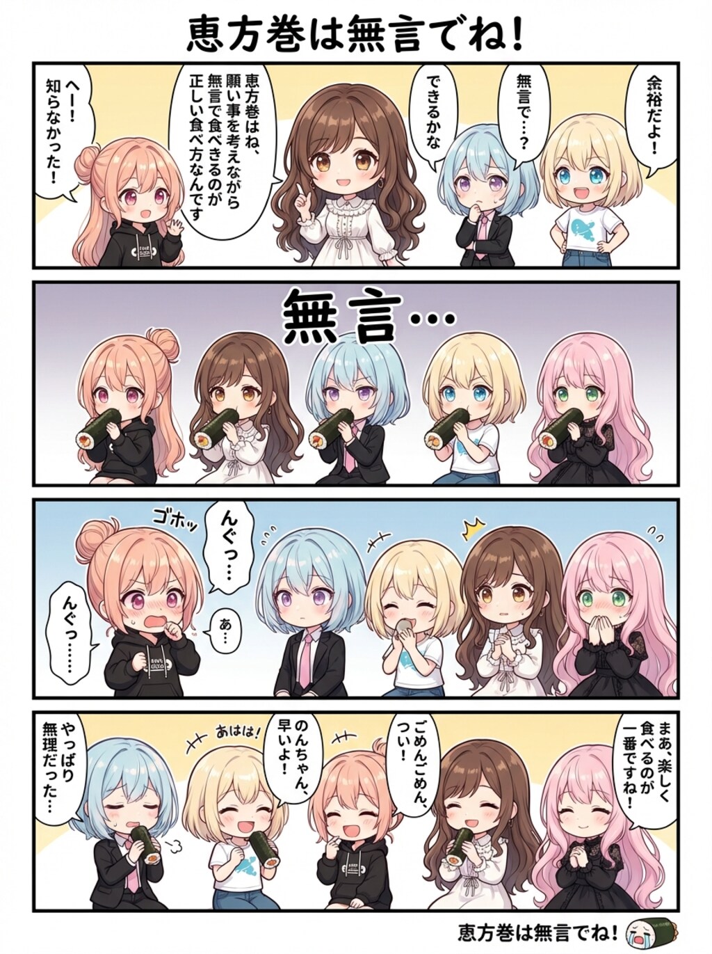 恵方巻は無言でね！