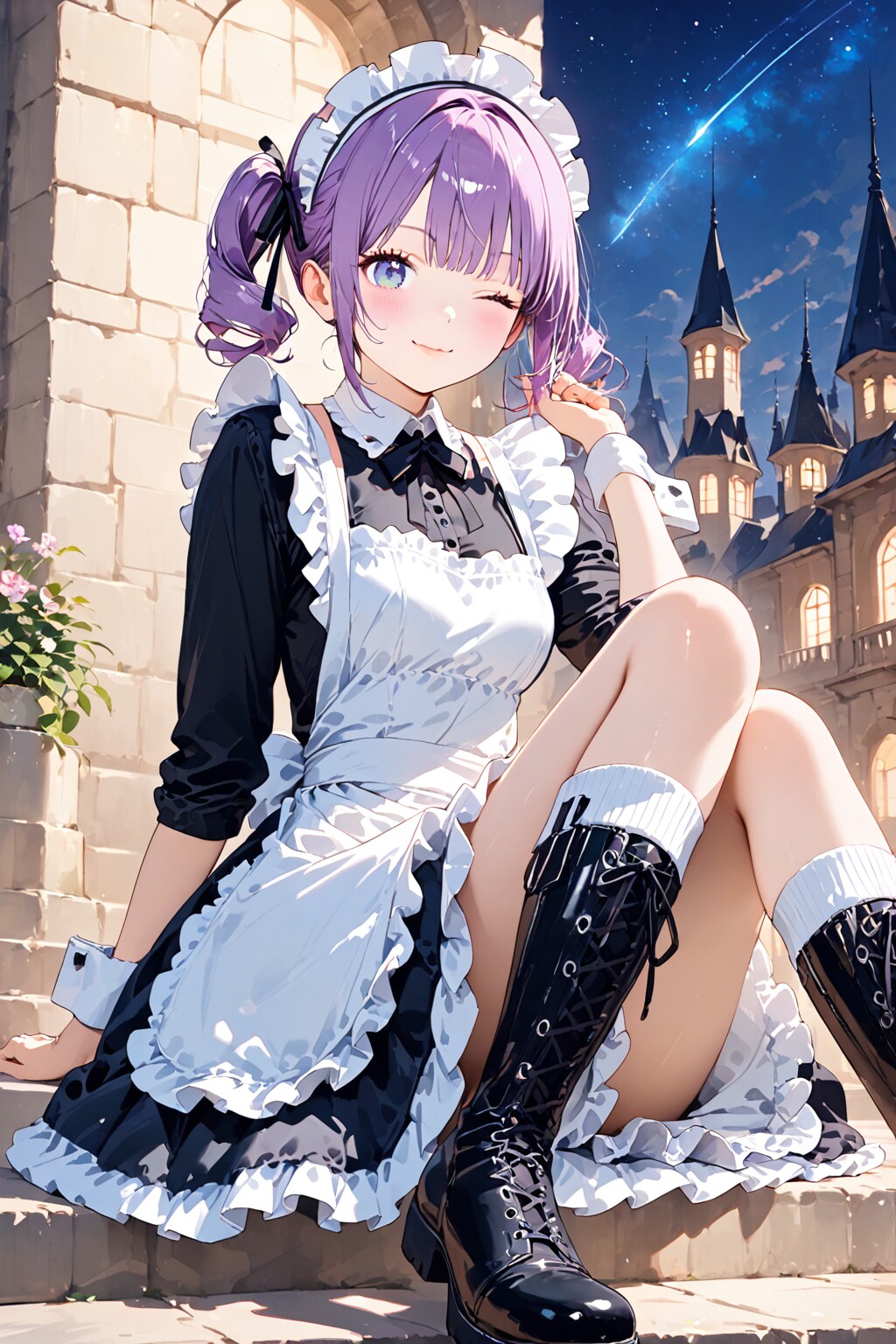 ここが店長の言ってた穴場のお城ですね❤️本当にごく僅かな人しか居ないですね❤️ご主人様❤️あのお城を背景に1枚目撮りましょ❤️