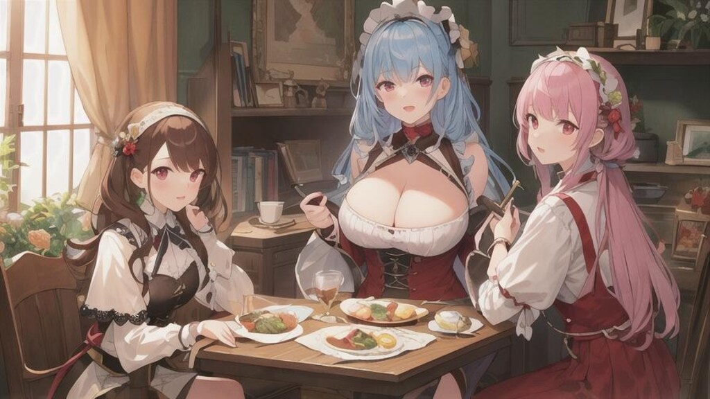 「あっ起きたんだおはよう」ハーレムちゃん(水色髪)